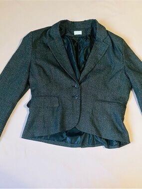 Women's Gray Plaid Tailored Blazer Jacket